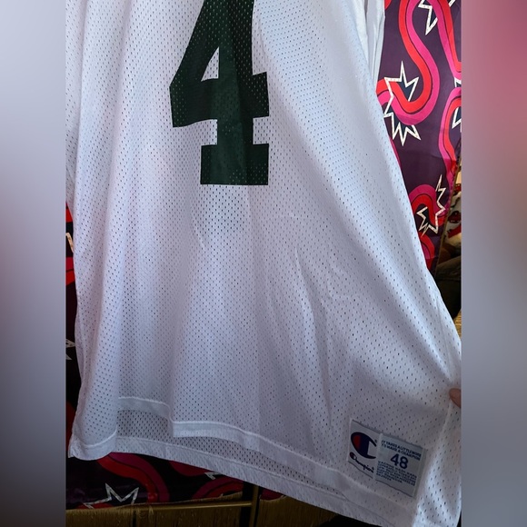 Vintage Brett Favre Green Bay Packers Champion NFL Jersey White 4 48 Football - Picture 10 of 12